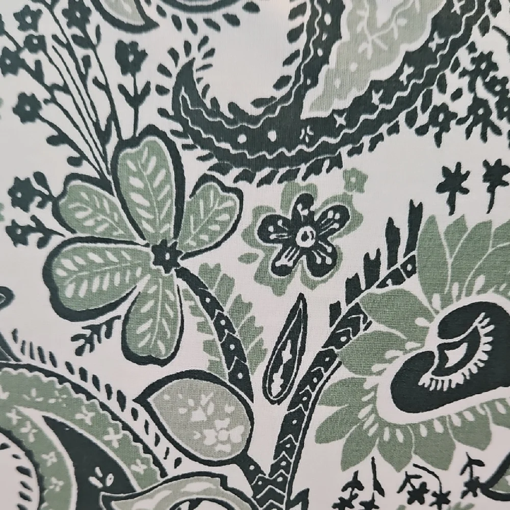 IKEA Rodgersia Floral Paisley Green White King Pillow Sham Duvet Set